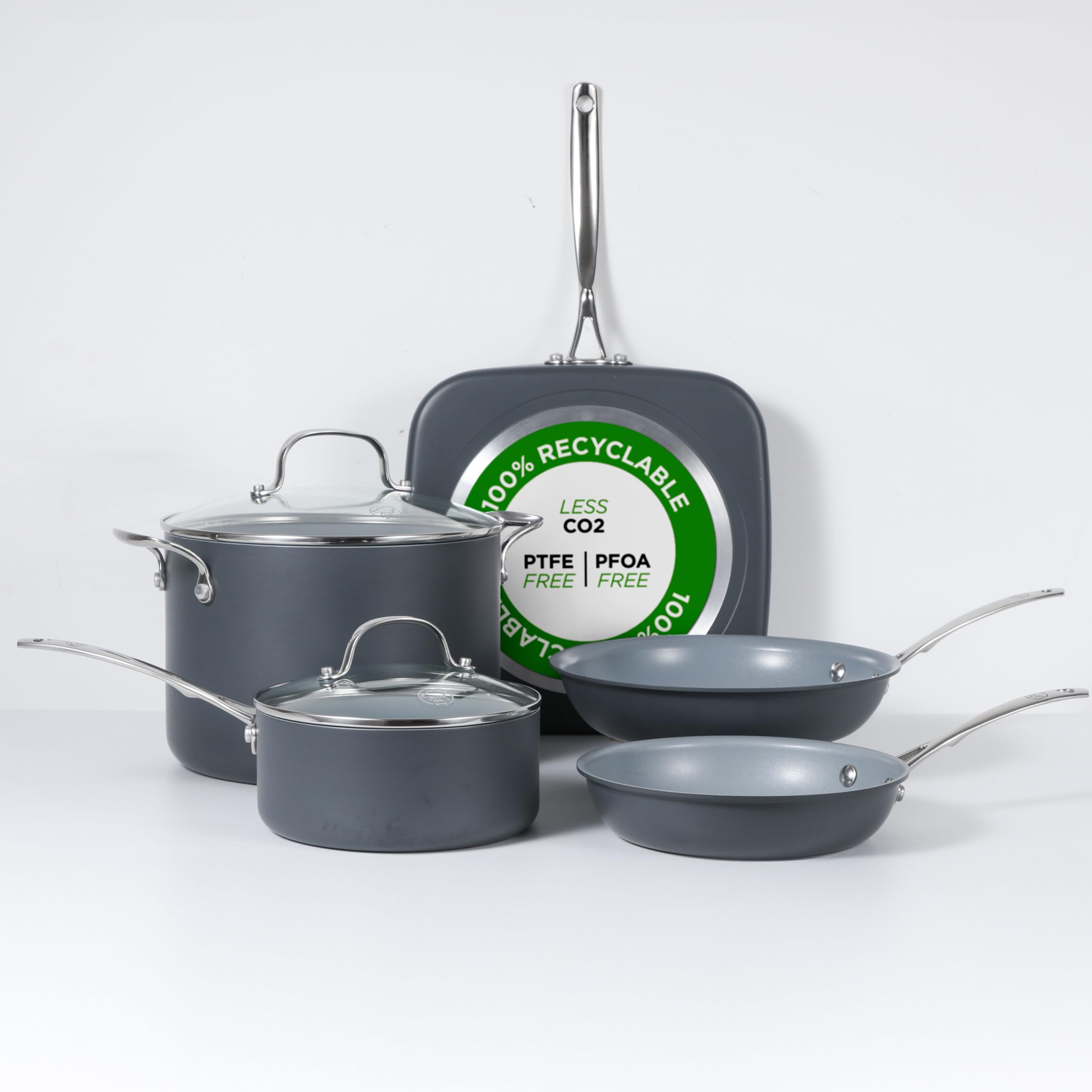 Amazon.com: Commercial CHEF 7-Piece ECOPAN Hard Anodized Aluminum